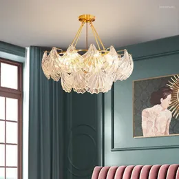 Pendelleuchten im italienischen Stil, Wohnzimmer-Kronleuchter, Hauptschlafzimmer, Esszimmer, postmoderne, minimalistische Atmosphäre, kreative Muschelglaslampe