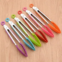 BBQ Tools Stainless Steel Kitchen Tongs Silicone Food Tong Food Grade Non-Slip Tong Utensil Cooking Clip Clamp Salad Serving
