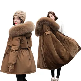 QNPQYX Giacca Invernale da Donna Parka Moda Cappotto Lungo Fodera in Lana Parka con Cappuccio Sottile con Collo in Pelliccia Abbigliamento da Neve Caldo Abiti Imbottiti