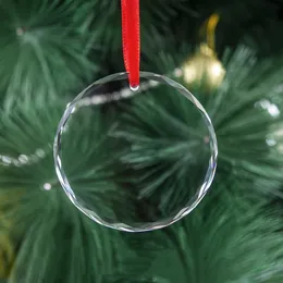 Christmas Ornament Clear Crystal Hanging Christmas Tree Pendant DIY Blank Decorative Home Decor 2023 New Year Gift