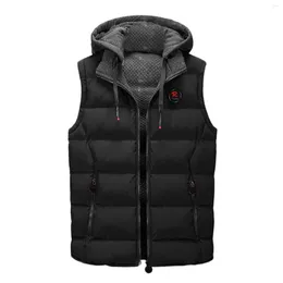 Gilet da uomo Uomo Casual Large Size Inverno Caldo Solido Cerniera con cappuccio Gilet senza maniche Giacca Cappotto Outwear Imbottito a doppia faccia