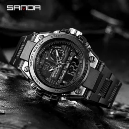 Sanda G 스타일의 남성 디지털 시계 충격 군용 스포츠 시계 듀얼 디스플레이 방수 전자 손목 시계 relogio masculino 2112311651