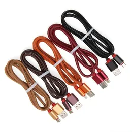 PU Leather USB Cable Type C Charger Cables Micro V8 Sync Data Fast Charging Wire Cord 25cm 1M للهاتف الذكي