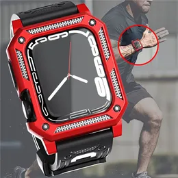 Full Body Straps Case Anti-fall Protective Cover Fit Silicone Strap For Apple Watch Band Size 40 41 44 45mm Strap Bracelet Sport WatchBand iWatch 5 6 7 8