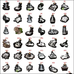 Koku lambaları 38 tarzı Seramik Sır Şişesi Backflow Tütsü Brülör Senser Tutucu Konıları Ev Dekoru Stick Duman C OTDM0