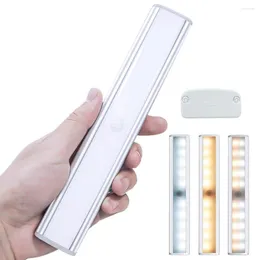 Night Lights Led Cabinet Lamp 3-color Adjustable 600mah Battery Usb Rechargeable Magnetic Motion Sensor Light