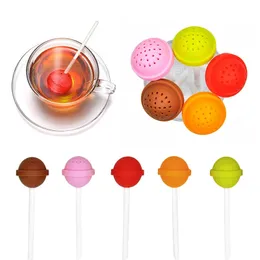 Silikonowe infuzory herbaty wielokrotnego użytku gumowe sitko słodki liść kropla taca nowość herbata kulka ziołowa przyprawy filtr narzędzie Lollipop Słodycze