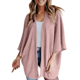 Kvinnorjackor Kvinnor Bat Sleeve Solid Open Front Cardigan Asymmetriska Hem Women Blus Coat