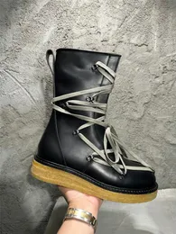 Designer handgjorda ko muskel sula äkta lädertaktik stövlar plattform män rock catwalk italienska militära botas