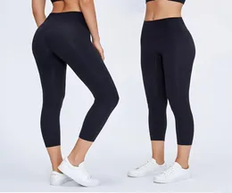 L2047 Kadın Yoga Taytlar Nake Hissed Capri Pants Highrise Kıyafet Hayır Tline Elastik Sıkı Düz ​​Renk Spor Pantolonları1985538