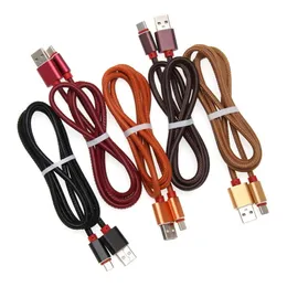 PU Leather Sync Data Cables 25cm 100cm Micro USB Type C Charging Cable Fast Charger For Xiaomi Samsung Charge Mobile Phone Cord Line