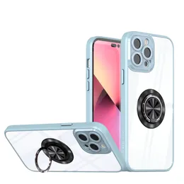 Luxuriöse klare Ringhalter-Handyhüllen für iPhone 11 12 13 14 Pro Max Plus, transparente magnetische Rüstung, Kameraobjektiv-Schutzhüllen