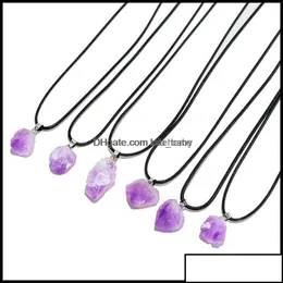 Pendant Necklaces Pendant Necklaces Natural Stone Irregar Amethyst Crystal Necklace For Women Jewelr Baby Drop Delivery 2021 Dhdob 2 Otd27