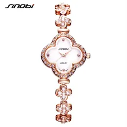 Polshorloges Sinobi Top Watches Women Fashion Four Leaf Clover Shape Bracelet PolsWatch Noble Ladies Jewelry Watch225N