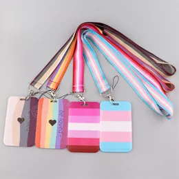 Porta carte di credito color arcobaleno Porta carte di credito da donna Porta biglietti da lavoro per studenti Borsa per autobus da appendere al collo