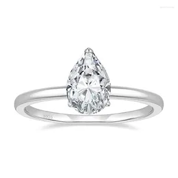 Anéis de cluster Eamt 2Ct 925 Sterling Silver Noivado de pêra Cut Cubic Zirconia CZ Promessa de casamento para sua impressionante lágrima