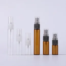 透明なアンバーガラス香水ボトル3ml 5ml 10mlスプレーチューブとファインミストトップ