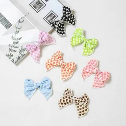 Accessori per capelli Clip per fiocco a forma di cuore per neonate Fermaglio per capelli morbido Fiocco in cotone Barrette per copricapo per bambini