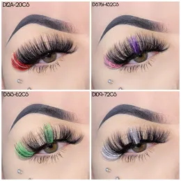 20mm Glitter Ombre Colored Lashes Bulk Wholesale Fluffy 5D Faux Mink Natural Fake Eyelashes makeup 3D Lash