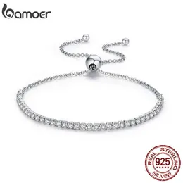 BAMOER 925 Sterling Sparkling Strand Women Link Tennis Bracelet Silver Jewelry 3 Colors SCB029278t