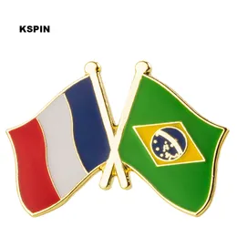 France Brazil Lapel Flag Flag Flag Broch Broatka Pins Dużo 10pcs