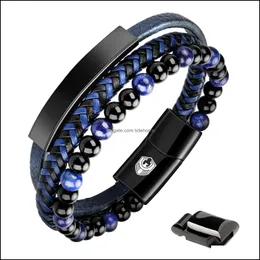 チャームブレスレットチャームブレスレットMercmahe Mens Leather Bracelet DoubleRow編みser St Ammbj Drop Delivery 2022 Jewelry Otchu