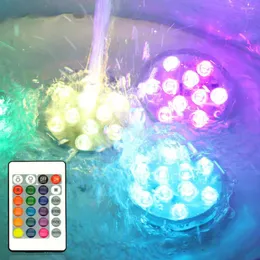 Nattljus Vattentät RGB Färg Submerible Underwater Light 24 Nyckel Remote Controller Outdoor Decoration for Pond Swimming Pool