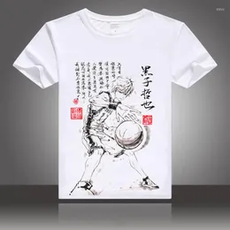 남성 T 셔츠 애니메이션 kurokos 바구니 공 코스프레 kuroko no basuke 티셔츠 Tetsuya kagami taiga 남자 tshirt 잉크 페인팅 티 탑