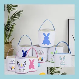 Inne świąteczne zapasy imprezy hurtowe koszyk wielkanocny świąteczny uroczy króliczka do ucha wiadro kreatywne cukierki torba na prezent Easters Rabbit Egg Tote Dhxve