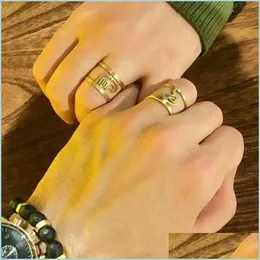 Bröllopsringar personlig arabisk vertikal ring kvinnlig handskrivna smycken rosguld rostfritt stål herrar bröllop bijoux femme bff d dhdt6