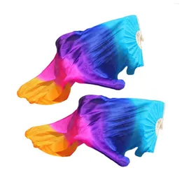 Stage Wear 1 Pair Belly Dance Fan Veils 1.8M Silk Props Dancing Long Folding For Women Wedding Show Play Performance Carnival