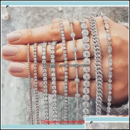 Tenis Tenis Bilezikler Jewelry20 Stil Köpüklü Lüks Takı 925 Ayar Sier Mti Şekli Beyaz Topaz Cz Elmas Taşlar Kadınlar Otozt