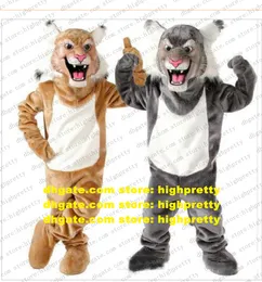 Grey Tan Wildcat Bobcat Mascot Costume Leopard Cat Lynx Catamount Lince Cartoon Costumi Costumi Business Street ZZ7852