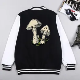 Herrjackor porcini svamp p￥ gr￶nt gr￤s trycker m￤n basebolljacka o-hals mode fleece tr￶jor mjuk bekv￤m kl￤dman