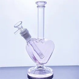 Pistola de cigarros de vidro fumê em forma de coração Love Broca de óleo Hookah Bong Dab Rig hay Vap Bong acessórios para fumar