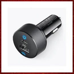 CC487 30W Car Charger USB C 2-Port with 18W Power Delivery 12W PowerIQ PowerDrive PD 2 with LED for iPad iPhone 12 xiaomi