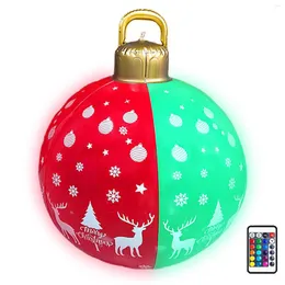 Decoração de festa Bola inflável de Natal Bola decorativa de 60 cm de PVC com decorações de iluminação de festivais LED e LED