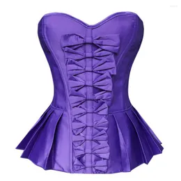 Bustiers corsets 섹시한 여자 pleated 스커트 헛된 끈이없는 뼈가 달린 레이스 위로 훈련장 BOSTIER GOTHIC와 함께 거친 코르셋