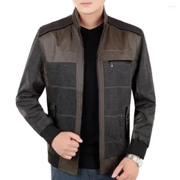 Men's Jackets Mens Men Casual Thin 2022 Autumn Jacket Stand Collar Middle Age Slim Jaqueta Masculina Plus Size HJ502