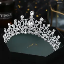 Clipes de cabelo Diademas de cristal de cor prata para mulheres Tiaras coroas de shinestone ornamentos de jóias de moda nupcial