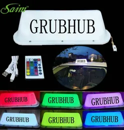 GrubHub Taxi Top Licht LED Auto -stickers Dak Helder gloeiend logo draadloos teken voor stuurprogramma's7427386