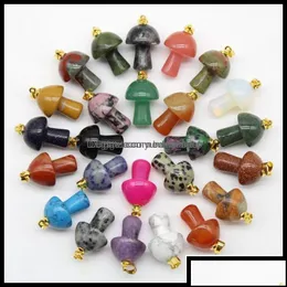 Charms Charms Jewelry Findings Components Mix Natural Stone Quartz Crystal Amethyst Agates Aventurine Mushroom Pendant For Diy Makin Otype