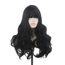 Woodfestival Wavy Synthetic Hair Brown Black Wigh with Bangs Female Cospay Wigs Women Long Blonde Ombre