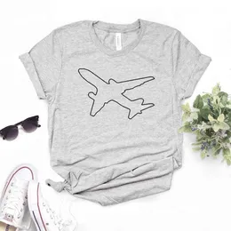 Pilot Plane Print Women Casual Funny T Shirt For Yong Lady Girl Top Tee 6 Colors Drop