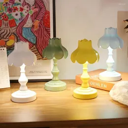 Gece Işıkları LED masaüstü ışık şarj edilebilir lotus yaprağı dekoratif masa lambası başucu ev için
