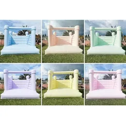 Pastel Light Blue Inflatable Bounce House White Wedding Bouncy Castle With Plato PVC Material For Kids Todders Party