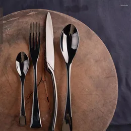 Servis uppsättningar svart 304 rostfritt stål bestick set plattvarisilver kök middag kniv gaffel gaffel soffbordsartiklar