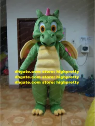 Green Dragon Dinosaur Dino Pterosaur Pterodactyl Mascot Costume Adult Cartoon Character Wedding Ceremony Beauty Parlor Zz7703