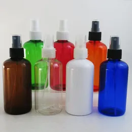 Storage Bottles 12 X 220ML Refillable Large Red Blue Green White Orange Clear Amber Mist Spray Round Plastic Cosmetic Atomizer Container