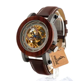 Bobo Bird K12 자동 기계식 시계 클래식 스타일 남성 아날로그 손목 시계 대나무 나무 선물에 강철 나무 나무 Box2597